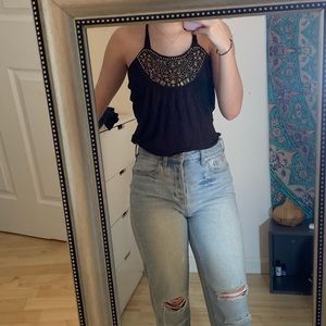 Jeweled adjustable halter top